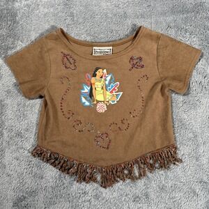 Vintage 1990s Disney Pocahontas T Shirt Youth 4/5 Rare Made in USA Beads Girls